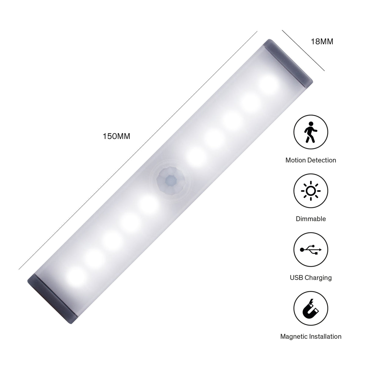 Sinji - Genopladelig LED Sensor lys - 150mm Konkurspriser ny 
